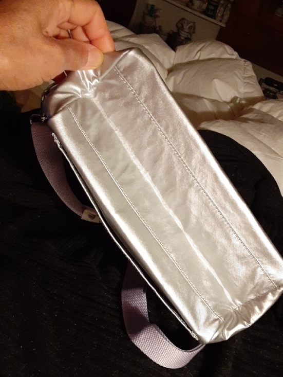 NWT Kipling Kichilu Lunch Bag Silver Metallic with Pale Pink Trim - Picture 10 of 16